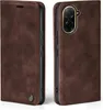 Two views of a brown leather flip phone case for a Xiaomi Redmi A5. Produktbild-Vorschau