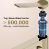A close-up marketing image of a faucet's internal ceramic cartridge, highlighting its durability. Voir les images du produit