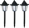 Three black solar-powered garden lights are displayed against a white background. Produktbild-Vorschau