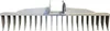 A metal rake attachment for a mini excavator, shown against a white background. Produktbild-Vorschau