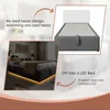 A collage showing a bed frame and a room with a bed. Voir les images du produit
