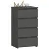 A gray chest of drawers with four drawers, decorated with a gold geometric ornament and a white bowl on top. Produktbild-Vorschau