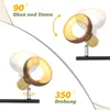 Diagrams illustrating the adjustable angles of a ceiling spotlight. Voir les images du produit