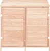 A front view of a wooden storage shed with two doors. Náhled obrázku produktu