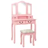 vidaXL Schminktisch-Set mit Hocker Rosa 80×69×141 cm Produktbild-Vorschau 11