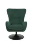 A dark green corduroy armchair with a black swivel base, presented in a studio setting against a white background. Produktbild-Vorschau