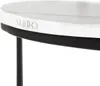 Close-up of the edge of a round table with a logo on the side. Produktbild-Vorschau