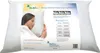 A pillow in its packaging, with a woman sleeping on a similar pillow shown in a photo. Produktbild-Vorschau