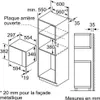 Technical drawing with dimensions for an integrated microwave oven. Náhľad obrázku produktu