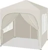 A beige pop-up gazebo or pavilion with side curtains and arched windows. Produktbild-Vorschau