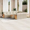 vidaXL 11-tlg. Garten-Sofagarnitur mit Kissen Beige Poly Produktbild-Vorschau 2