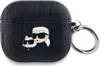 A black AirPods 3 case with a Karl Lagerfeld and Choupette Head design and a silver keyring. Produktbild-Vorschau