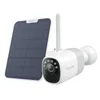 A white and gray security camera with a solar panel, shown against a white background. Produktbild-Vorschau
