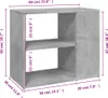 A diagram showing the dimensions of a gray wooden storage unit. Náhľad obrázku produktu