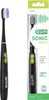 A black GUM Sonic Daily toothbrush and its packaging are displayed against a white background. Náhled obrázku produktu