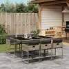 vidaXL 7-tlg. Garten-Essgruppe mit Kissen Grau Poly Rattan Produktbild-Vorschau 2