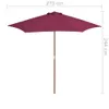 vidaXL Parasol avec mât en bois 270 cm rouge bordeaux Voir les images du produit 5