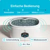 An image of a white ultrasonic cleaner with operational instructions and diagrams. Produktbild-Vorschau