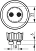 Technical drawing of a light bulb socket with dimensions. Produktbild-Vorschau