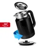 A black electric kettle is shown with its lid removed, floating above the base. A blue arrow indicates 360-degree rotation. Podgląd zdjęcia produktu