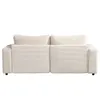 The back view of a beige modular sofa with corduroy upholstery. Voir les images du produit