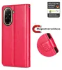 A red flip case for a Xiaomi Redmi A5 phone, with a close-up of the magnetic closure and a logo. Produktbild-Vorschau