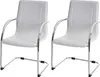 Two white dining chairs with chrome legs on a white background. Náhled obrázku produktu