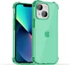 A transparent green iPhone 13 case is shown against a white background.
