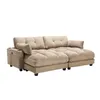 A khaki-colored sectional sofa with a chaise lounge and built-in cup holder and storage. Produktbild-Vorschau