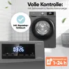 A collage of a washing machine, its control panel, and a graphic highlighting its features. Anteprima dell’immagine prodotto