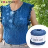 YarnArt Linen Soft Blau 100g Leinen-Viskose-Baumwolle für Produktbild-Vorschau 3