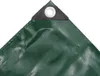 A close-up view of the corner of a green tarp, showing a reinforced grommet. Náhľad obrázku produktu