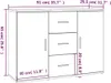 vidaXL Príborník biely 91x29,5x65 cm odvodený výrobok z Náhľad obrázku produktu 8