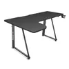 A black L-shaped gaming desk is shown from a slightly elevated side angle against a white background. Podgląd zdjęcia produktu