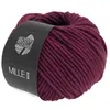 A ball of burgundy yarn with a black label. Produktbild-Vorschau