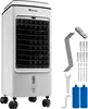 A white air cooler and its accessories are displayed against a white background. Náhled obrázku produktu