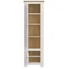 A tall, narrow cabinet with its door open, revealing shelves. Produktbild-Vorschau