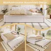 A collage of images showing a white daybed with an extended pull-out bed, set in a bedroom environment. Podgląd zdjęcia produktu