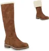 A pair of brown winter boots with cream-colored faux fur trim, shown on a white background. Produktbild-Vorschau