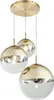 A close-up studio shot of a three-globe pendant light fixture. Produktbild-Vorschau