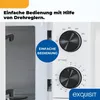 Close-up of a white microwave control panel with two black rotary dials and a blue circular graphic highlighting "Einfache Bedienung". Produktbild-Vorschau