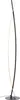 A modern floor lamp with a black metal frame and a natural-colored curved element. Produktbild-Vorschau