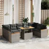 vidaXL 10-tlg. Garten-Sofagarnitur mit Kissen Grau Poly Produktbild-Vorschau 2