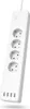 A white power strip with four electrical outlets and four USB ports, shown at an angle against a white background. Produktbild-Vorschau