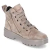 A single beige leather boot with laces and a zipper. Produktbild-Vorschau
