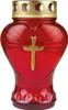 Grablicht aus Glas in Herzform Rot Grabkerze 45h Brenndauer Produktbild-Vorschau 1