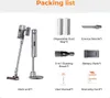 A packing list for a cordless vacuum cleaner, showing all the included accessories and components. Produktbild-Vorschau