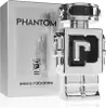 A Paco Rabanne Phantom Eau de Toilette bottle and its packaging are displayed against a white background. Voir les images du produit