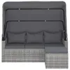 3-Sitzer-Gartensofa mit Dach und Fußhocker Grau Poly Rattan Produktbild-Vorschau 3