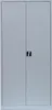 A plain, front-facing view of a tall, double-doored gray cabinet with a black handle. Produktbild-Vorschau
